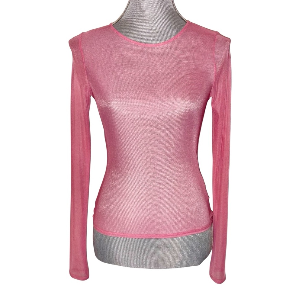 American Eagle Outfitters Sheer Hot Pink Mesh Blouse
